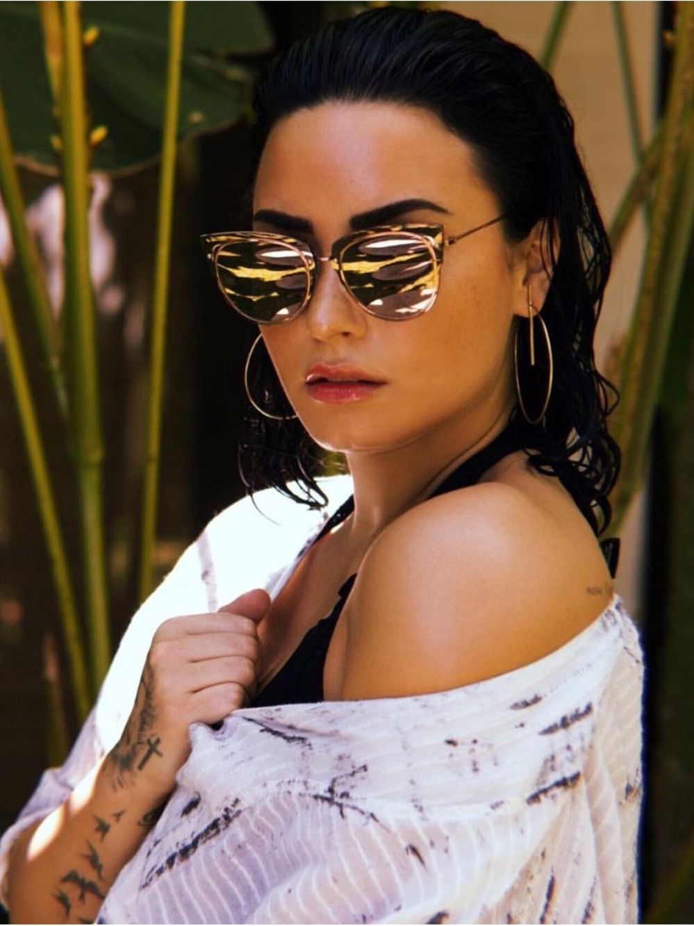 DIFF Eyewear Gold Mirrored Cat-Eye Sunglasses